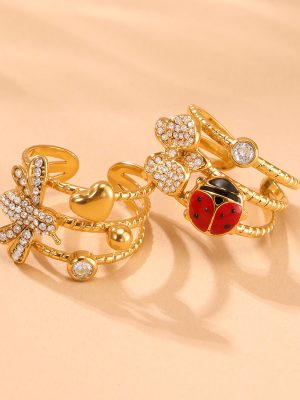 5A Zircon Handmade Drip Ring Versatile High-Grade Bracelet Women's Stainless Steel Open Ring Does Not Fade