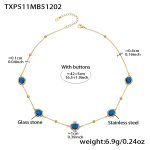 color: TXP511-Blue Color Glass Stone Gold Necklace 40+5cm