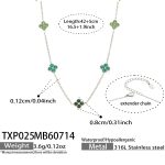color: TXP025-Green Color Zircon Steel Color Necklace -42+5cm
