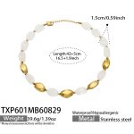 color: TXP601-White Resin Gold Necklace -42+5cm