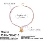 color: P284-C Style White Resin Flower Single Layer Crystal Necklace -40+5cm