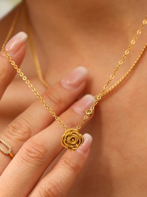 Rose Necklace Women's Non-Fading Twin Temperament Wild Clavicle Chain Jewelry