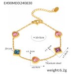 color: E490-Gold Mixed Colors Zircon Bracelet