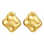 color: Square Concave-convex Stud Earrings Gold