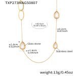color: TXP273-White Drop Gold Long Style Necklace 82+5cm