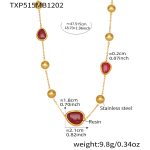 color: TXP515-Red Color Resin Gold Necklace 47.5+5cm