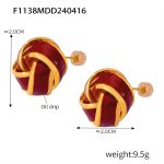 color: F1138-Gold Ancora Red Color Earrings