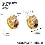 color: F931-3 Black Zircon Earrings -Small