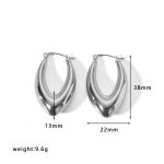 color: Pointed Oval Hollow Earrings Steel Color MS-007