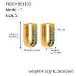 color: F836-7 Green Color Zircon Earrings -Small