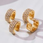 Super Flash 5A Zircon C- Shaped Stainless Steel Ear Cliip Plated 18K Real Gold Simple Wild Earrings Does Not Fade