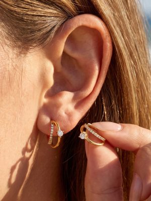 All-Match 5A Full Rhinestone Zircon High-Grade Earrings Stainless Steel 18K Gold Non-Fading Earrings