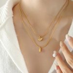 color: P1370-Gold Double Layer Necklace