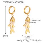 color: TXF298-2 White Little Fish Pendant Earrings
