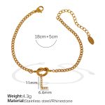 color: SL100 White Rhinestone L Gold Bracelet