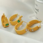 Vintage Threaded Earrings Stainless Steel 18K Gold Non-Fading Suitable for Winter Commuting Essential