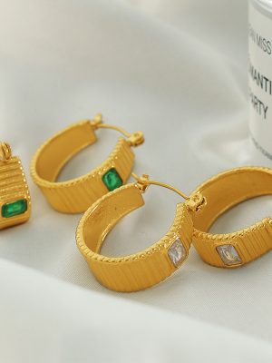 Vintage Threaded Earrings Stainless Steel 18K Gold Non-Fading Suitable for Winter Commuting Essential