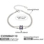 color: E309-Steel Color Purple Zircon Bracelet 17+5cm