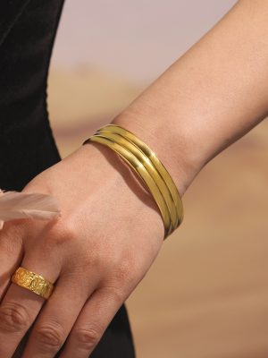 High Quality 5mm Simple Bracelet Bracelet Electroplated 18K Real Gold Stainless Steel Bracelet Simple Commute Luxury Ornament