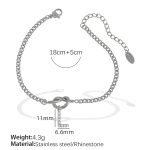 color: SL100 White Rhinestone L Steel Color Bracelet SL100SL