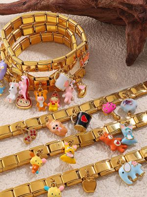 French New Bracelet DIY Pendant Multi-Element Light Luxury Cartoon Dripping Oil Ornament Women