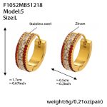 color: F1052-Red Color Zircon Earrings -Large