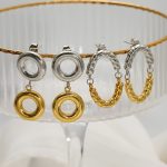 Stainless Steel Color Matching Circle Patch Earrings Women's Advanced Earrings Ear Hoop Jewelry