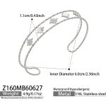 color: Z160-Octagon Zircon Steel Color Open Bangle