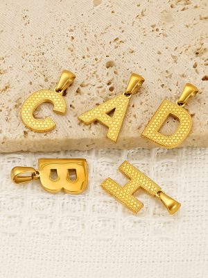 26 Letters Elegant Female Versatile New Stainless Steel Pendant Female Advanced Gold