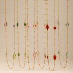 Transparent Cut Glass Small Steel Ball Long Clavicle Necklace Stainless Steel Elegant Evening Party Twin Accessories