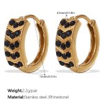 color: EH1116BKG Black Rhinestone Gold Hoop Earrings