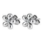 color: Cherry Blossom Flower Stud Earrings 4 Steel Color