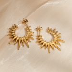 INS Exaggerated Sunflower Earrings Eardrops Personality New Studs Earrings Female Fashion Stainless Steel Gold Plated