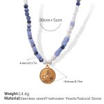 color: XL437BEG Natural Stone Gold Necklace
