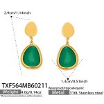 color: TXF564-Gold Lake Green Cat's Eye Stone Earrings