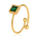 color: Square Zircon Ring Green Rhinestone / size: Open Adjustable