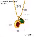 color: P1449-Gold Red Green Zircon Necklace
