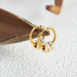 Refined Grace Diamond Small Circle Eardrops a Four-Ear Ring Small Waist Slimming Design Earrings