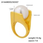 color: A166-Gold Shell Pearl Ring Size 8