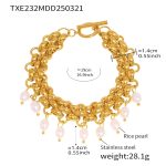 color: TXE232-Gold Shell Pearl Bracelet 19cm