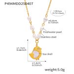 color: P494-Gold Shell Chick Freshwater Pearl Necklace 40+5CM