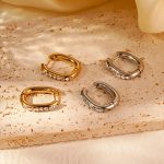 Oval Mosaic Zircon Stainless Steel Ear Clip Women's Versatile Earrings Light Luxury Earrings