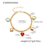 color: E180-Gold Heart Zircon Bracelet 16+5cm