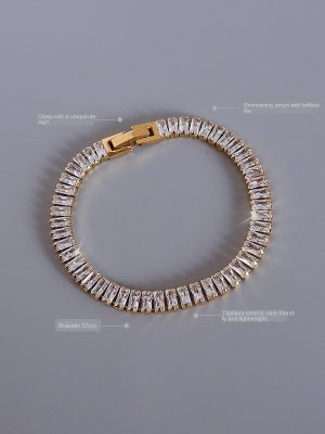 Marka French Light Luxury Ornament Full Rhinestone Zircon Bracelet Stainless Steel Material Girlfriends Bracelet College Entrance Examination Season