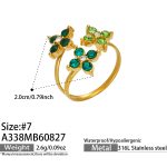 color: A338-Green Color Zircon Gold Open Ring / size: US 7