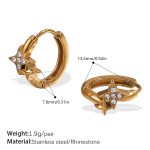 color: EH1087WEG White Rhinestone Gold Small Hoop Earrings