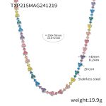 color: TXP215-Steel Color Mixed Colors Zircon Necklace