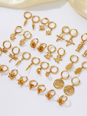 Pendant Earrings Women's Electroplated 18K Gold Stainless Steel Ear Ring Earrings