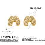 color: F260-Letter M Gold Earrings