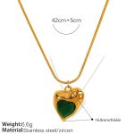 color: XL197GNG Green Zircon Gold Necklace